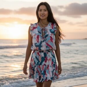 Adrienne Multicolor Tie-Neck Dress